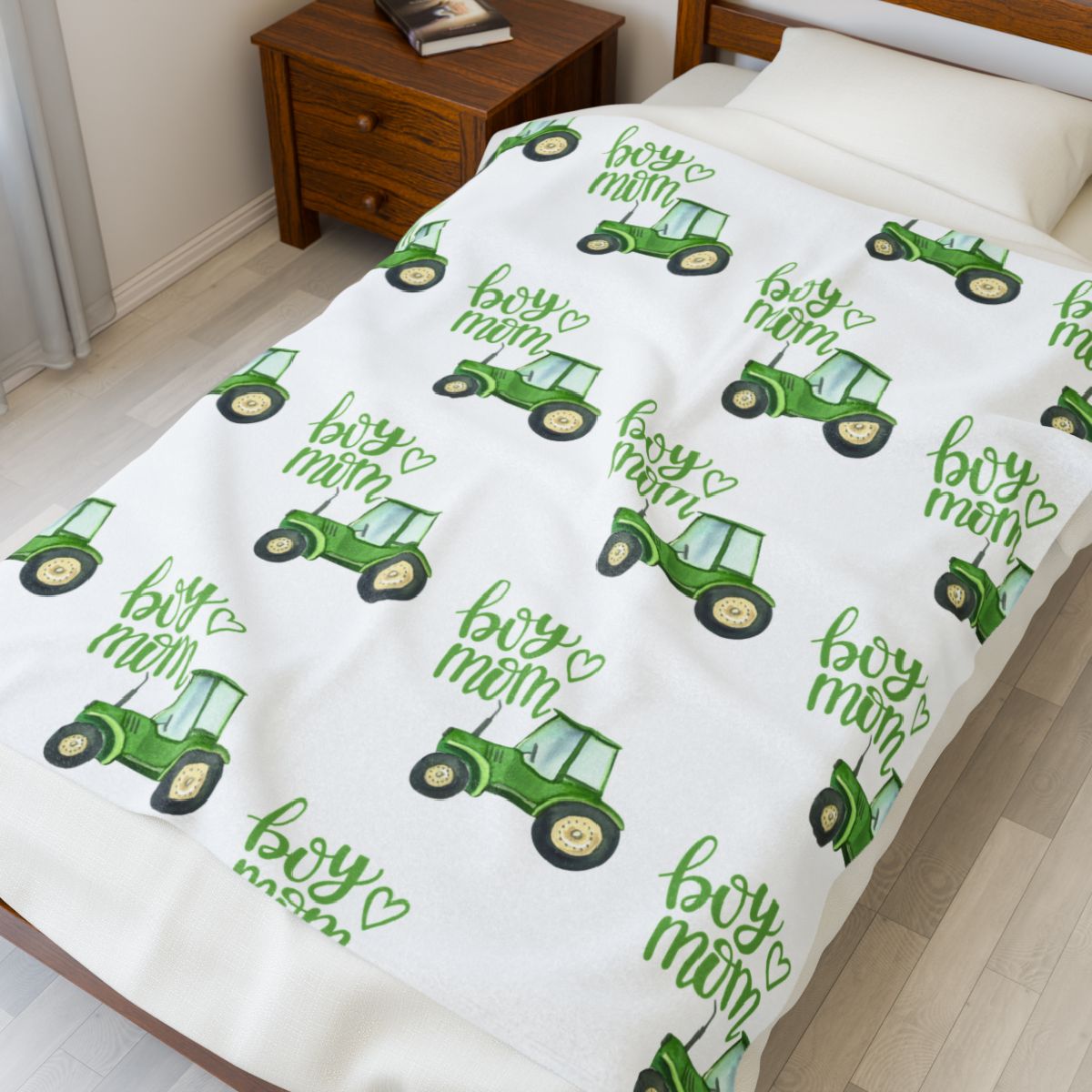 Plush Blanket - Boy Mom Tractor Design