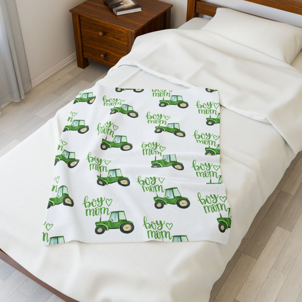 Plush Blanket - Boy Mom Tractor Design