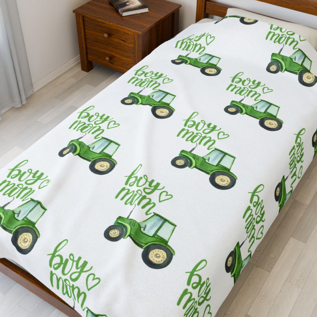 Plush Blanket - Boy Mom Tractor Design