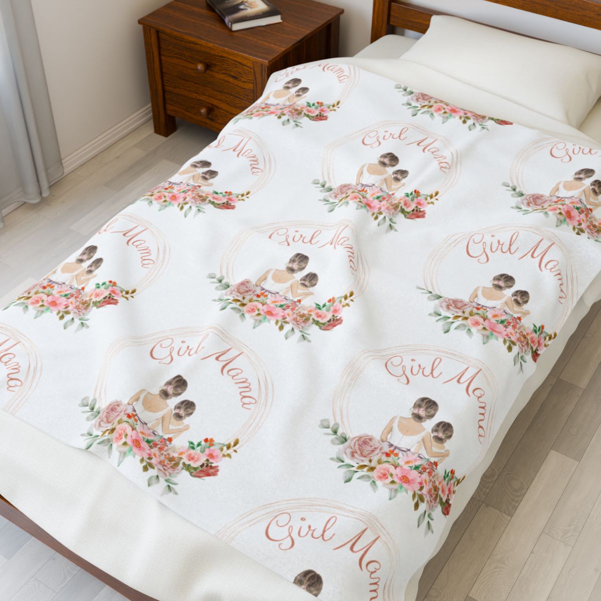 Velveteen Plush Blanket - Girl Mama Mother and Daughter