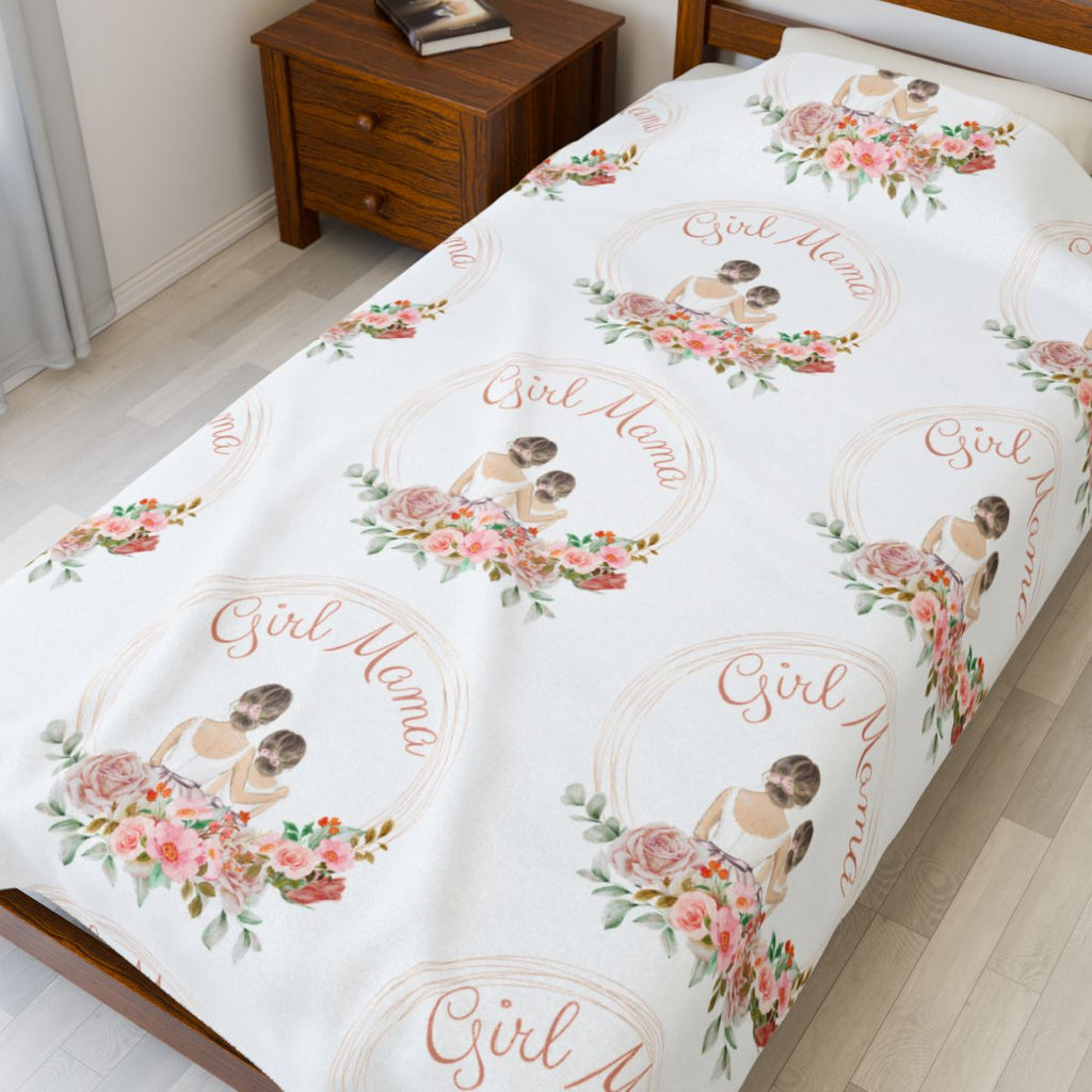 Velveteen Plush Blanket - Girl Mama Mother and Daughter