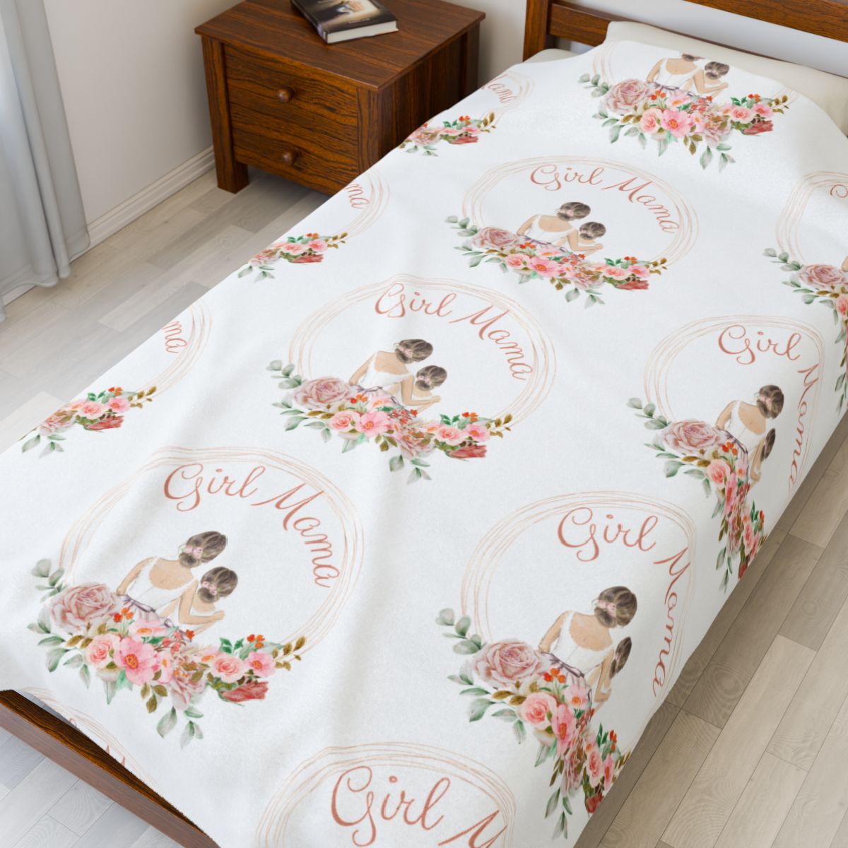Velveteen Plush Blanket - Girl Mama Mother and Daughter