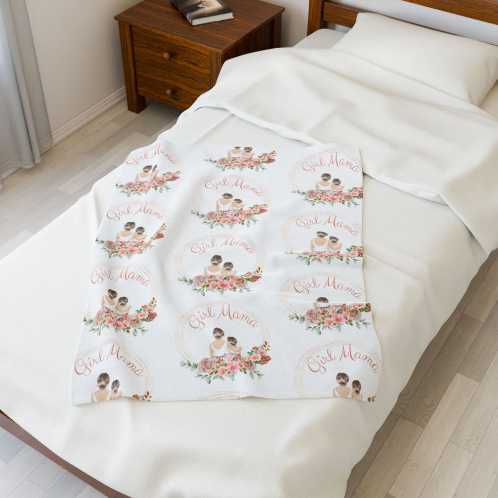 Velveteen Plush Blanket - Girl Mama Mother and Daughter