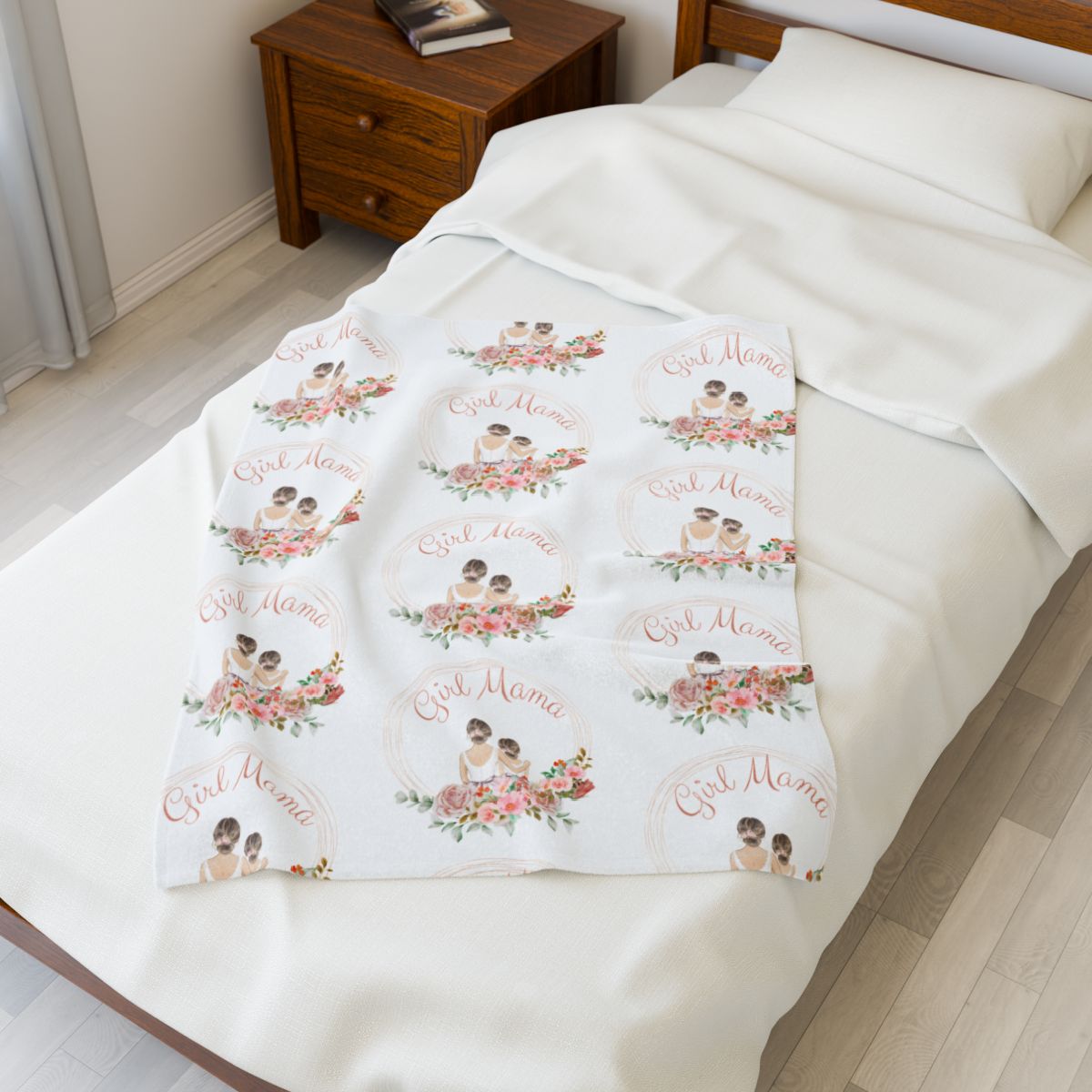 Velveteen Plush Blanket - Girl Mama Mother and Daughter