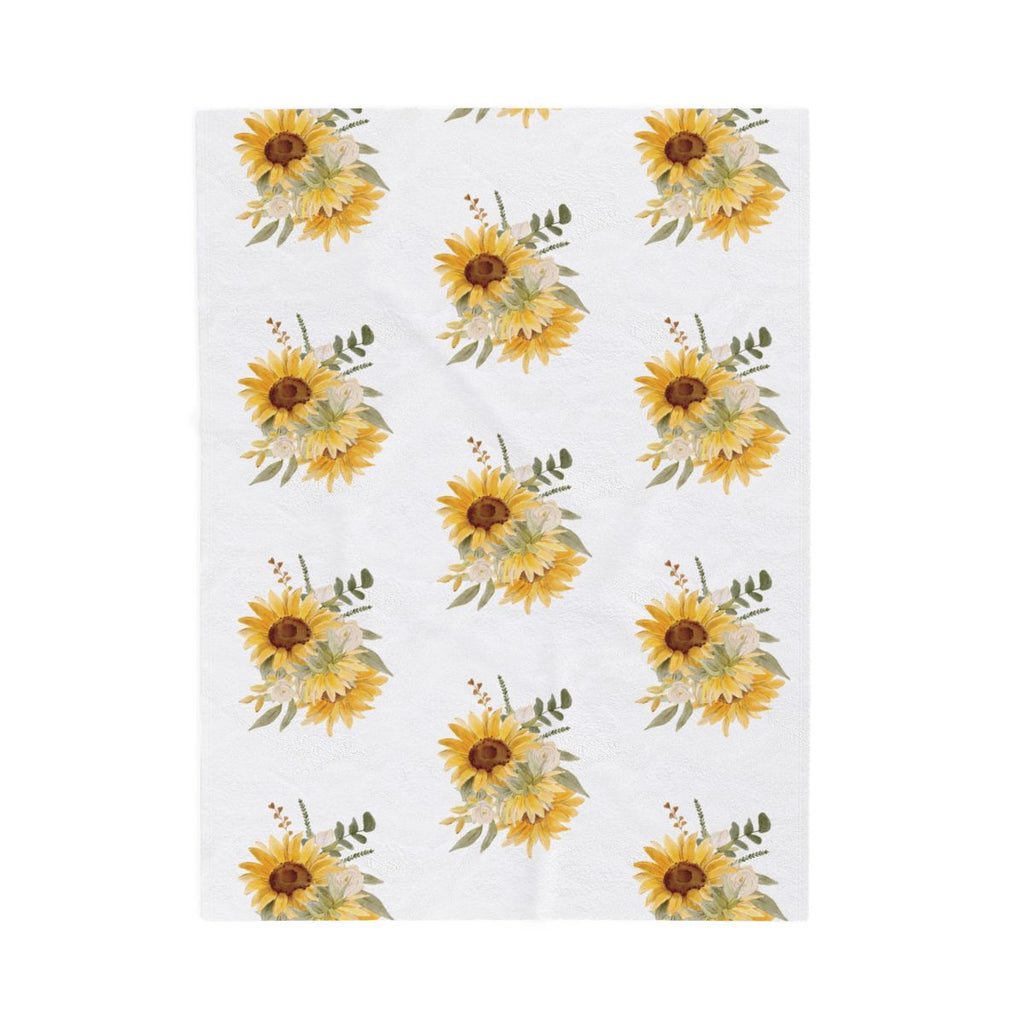 Velveteen Plush Blanket - Watercolor Sunflower