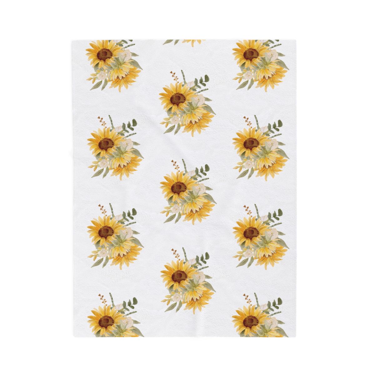 Velveteen Plush Blanket - Watercolor Sunflower